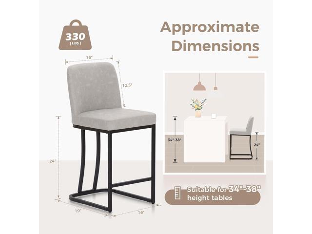MAISON ARTS Counter Height Bar Stools with Back Set of 4 for Kitchen Counter, 24 Inch Modern Upholstered Faux Leather Barstools Farmhouse Bar...