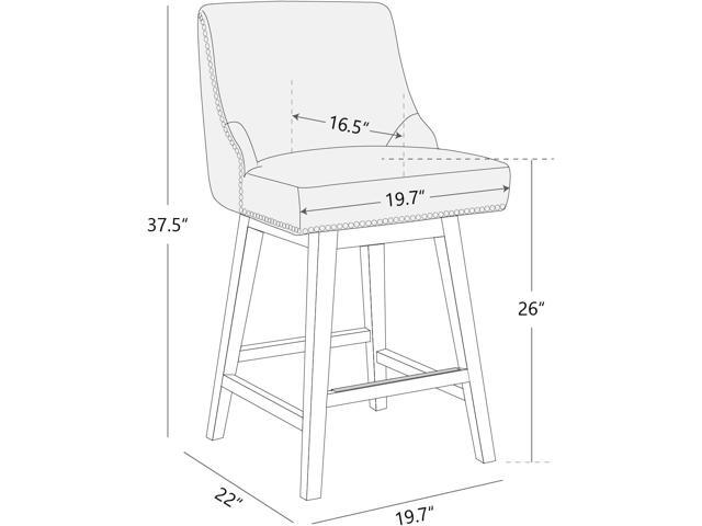 CHITA Counter Height Swivel Barstools, FSC Certified 26' H Seat Height Upholstered Bar Stools Set of 2, Performance Fabric in Tan