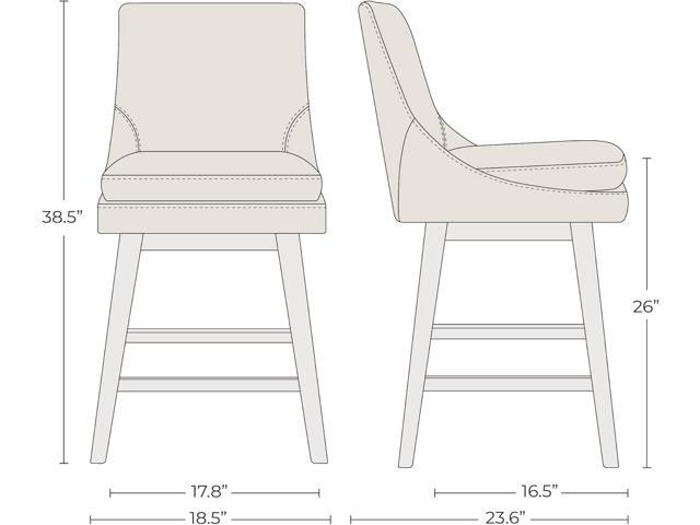 CHITA Counter Height Swivel Bar Stools with Back Set of 2, FSC Certified Upholstered Faux Leather Swivel Barstool, 26.8' H Seat Height, PU Leather...