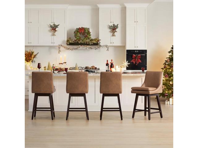 CHITA Counter Height Swivel Barstool with Back Set of 2, FSC Certified Upholstered Faux Leather Swivel Bar Stool, 26.8' H Seat Height, PU Leather...