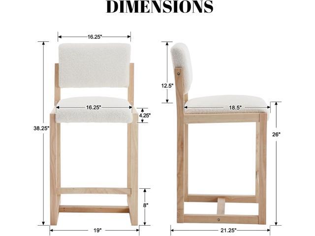 DUOMAY Modern Bar Stools Set of 4, 26' Counter Height Barstools, Sherpa Upholstered Kitchen Island Chair with Wood Legs for Home Bar Coffee Shop,...