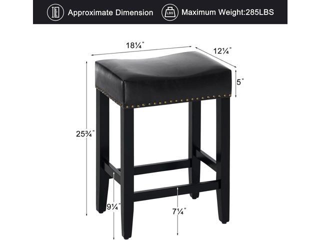 Furniliving Bar Stools Set of 4, 25.7 inch Counter Height Bar Stools,Upholstered Kitchen Barstools with Solid Wooden Legs, Saddle Stools for...