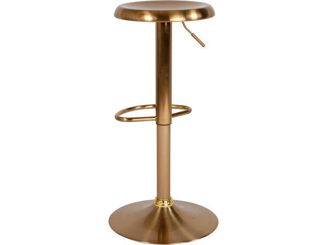 Flash Furniture Madrid Series Adjustable Height Retro Metal Barstool with Footrest, Backless Adjustable Bar or Counter Height Swivel Stool, Gold