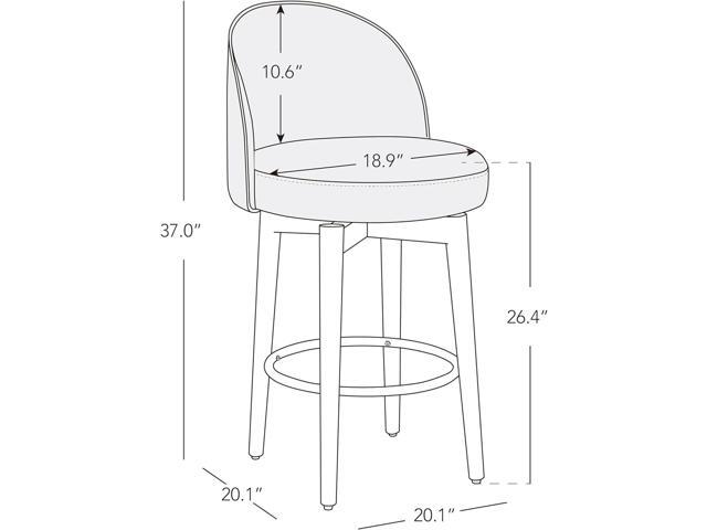 CHITA Counter Height Bar Stools Set of 2,Swivel Barstools for Kitchen Island,26.4' H Seat Height,Fabric,Linen