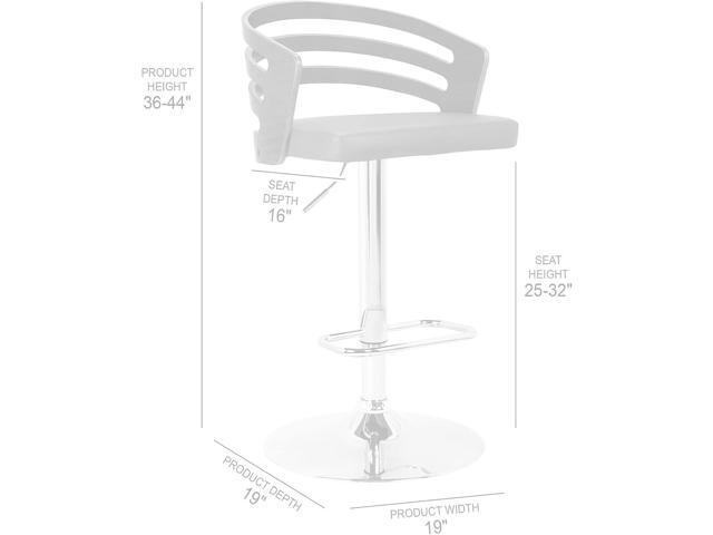 Armen Living Barstool Mid Century Modern Pedestal Swivel Wood Bar Stool with Faux Leather for Kitchen Island Counter, 25-32' Adjustable Seat...