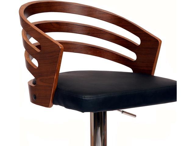Armen Living Barstool Mid Century Modern Pedestal Swivel Wood Bar Stool with Faux Leather for Kitchen Island Counter, 25-32' Adjustable Seat...