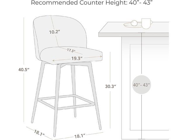 Watson & Whitely Barstools Bar Height Set of 2, Upholstered 360° Swivel Bar Stools with Backs and Metal Legs, 30' H Seat Height, Fabric in White...
