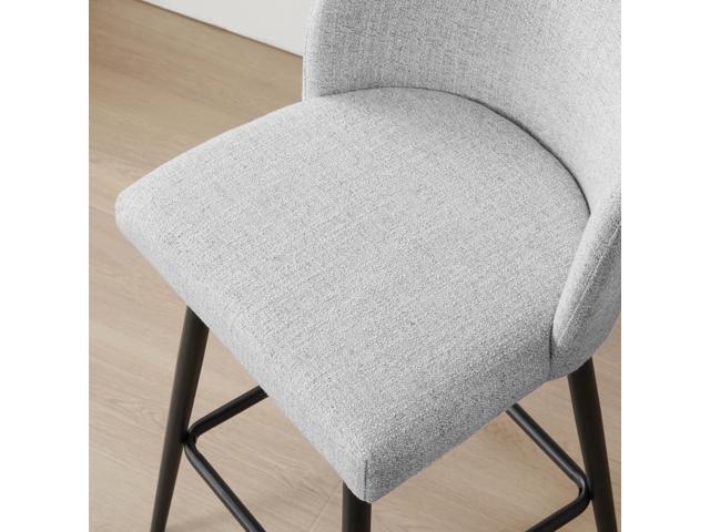 Watson & Whitely Barstools Bar Height Set of 2, Upholstered 360° Swivel Bar Stools with Backs and Metal Legs, 30' H Seat Height, Fabric in White...