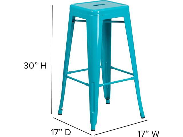 Flash Furniture Kai Commercial Grade 4 Pack 30' High Backless Crystal Teal-Blue Indoor-Outdoor Barstool