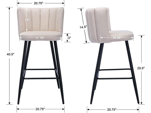 ZHENGHAO 30'' Gold Bar Stools Set of 4 Linen Fabric Bar Height Chairs with Back Upholstered Kitchen Counter Stools Modern Barstools for...