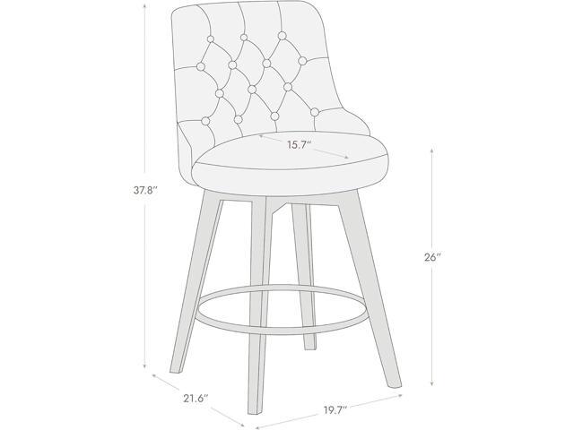 Watson & Whitely Counter Height Bar Stools, Performance Fabric Upholstered Modern Swivel Barstool with Back, Solid Wood Legs, 26' H Seat, Linen