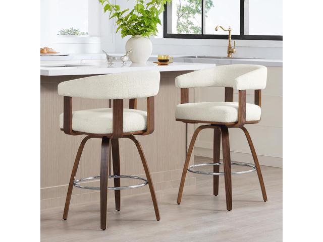 CHITA Swivel Counter Height Barstools Set of 2, FSC Certified Polyester Upholstered Bar Stools with Back and Armrest for Kitchen Island Home Bar,...