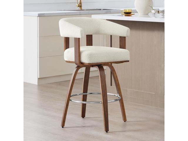 CHITA Swivel Counter Height Barstools Set of 2, FSC Certified Polyester Upholstered Bar Stools with Back and Armrest for Kitchen Island Home Bar,...