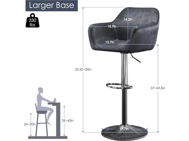 Keyluv Bar Stools Set of 2 for Kitchen Counter Adjustable Height Swivel Barstools 29 Inch Faux Leather Bar Chairs with Padded Back and Chromed...