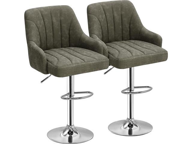 VECELO Bar Stools Set of 2, Adjustable Barstools, Counter Height Stools with Back and Arm, Kitchen Island Stools, Swivel PU Leather Chairs for Pub,...