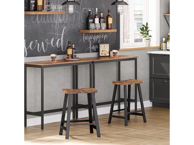 VASAGLE Bar Stools, Set of 2 Bar Chairs, Kitchen Breakfast Bar Stools with Footrest, 23.6 Inches High, Industrial in Living Room, Party Room,...