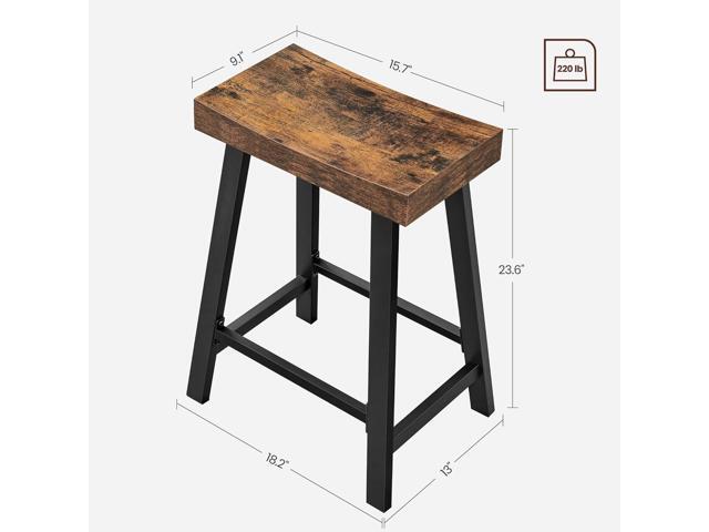VASAGLE Bar Stools, Set of 2 Bar Chairs, Kitchen Breakfast Bar Stools with Footrest, 23.6 Inches High, Industrial in Living Room, Party Room,...