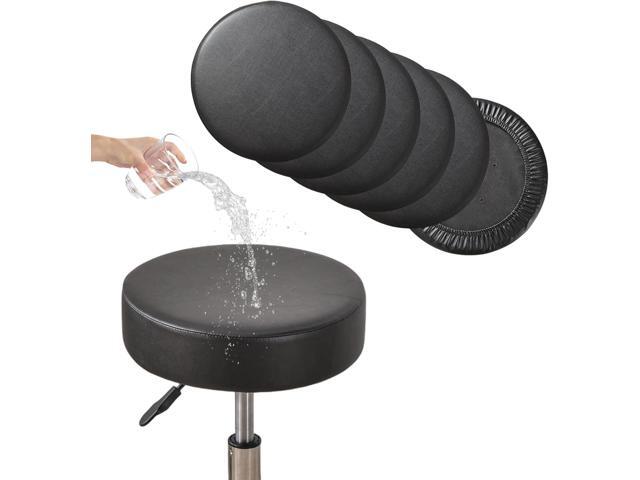 FUANGUI Bar Stool Covers Round Set of 6, Waterproof PU Bar Stool Seat Covers with Elastic Bands,Bar Stool Chair Covers Washable Stool Cushion...