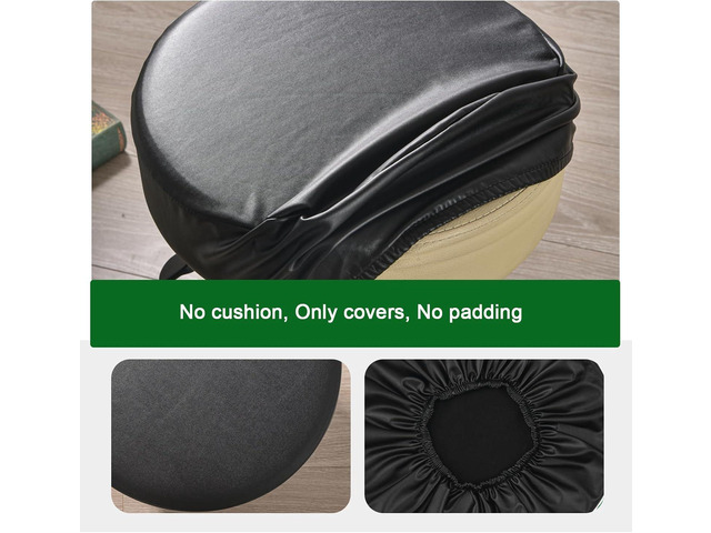 FUANGUI Bar Stool Covers Round Set of 6, Waterproof PU Bar Stool Seat Covers with Elastic Bands,Bar Stool Chair Covers Washable Stool Cushion...
