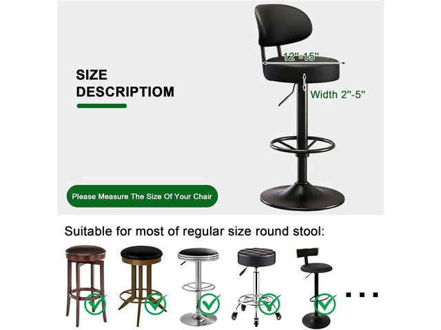 FUANGUI Bar Stool Covers Round Set of 6, Waterproof PU Bar Stool Seat Covers with Elastic Bands,Bar Stool Chair Covers Washable Stool Cushion...