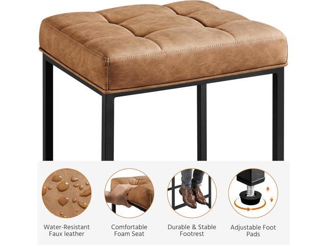 Yaheetech Bar Stools Set of 2, 24 Inch Counter Height Bar Stools Set, Backless Kitchen Island Stools, Faux Leather Stools for Kitchen Counter, Brown