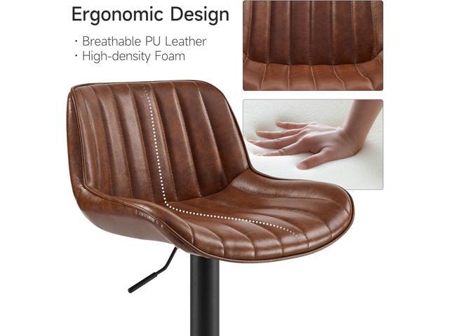 Volans Bar Stools Set of 2, Mid Century Modern Faux Leather Swivel Barstools Adjustable Height, Counter Height Pub Bar Chair with Back, Black...