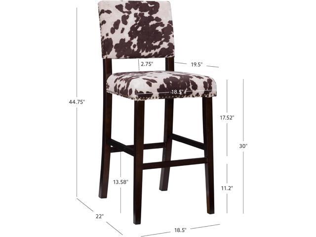 Linon Udder Madness Corey Bar Stool, 19'W x 22.5'D x 44.75'H, Brown