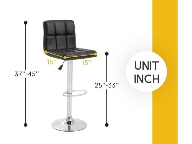 Barstools Set of 4 Modern PU Leather Adjustable Height Square Bar Stools with Square Back Bar Stool
