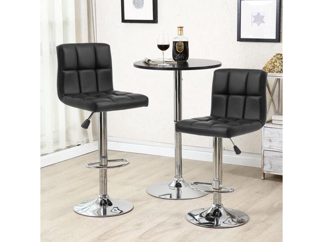 Barstools Set of 4 Modern PU Leather Adjustable Height Square Bar Stools with Square Back Bar Stool
