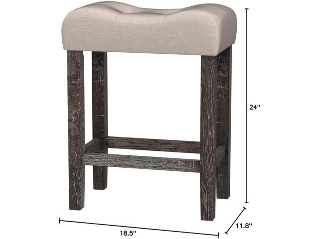 Roundhill Furniture Sora Button Tufted Counter Height Saddle Stools, Set of 2, Taupe