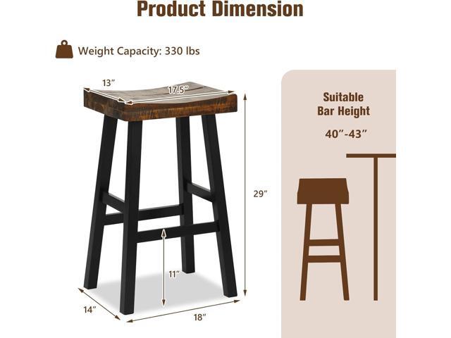 Giantex Bar Stools Set of 2, 29' Bar Height Saddle Stools, Bar Dining Chairs with Rubber Wood Frame & Footrest, Backless Barstools for Kitchen...