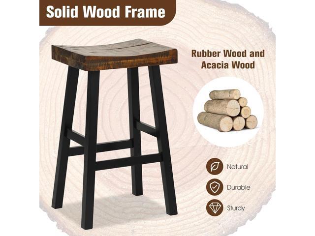 Giantex Bar Stools Set of 2, 29' Bar Height Saddle Stools, Bar Dining Chairs with Rubber Wood Frame & Footrest, Backless Barstools for Kitchen...