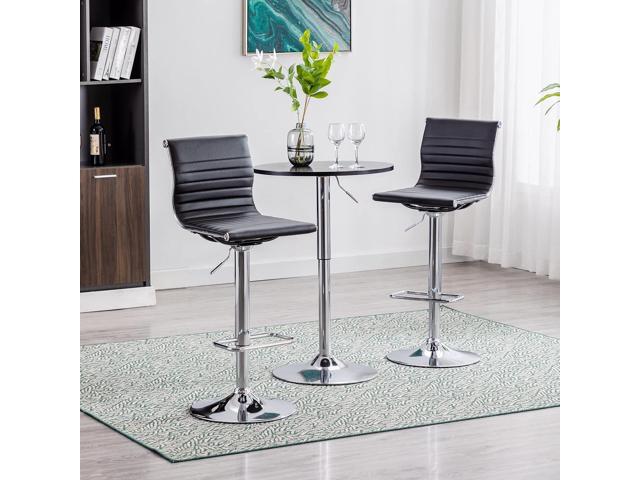 Metal Bar Stools Chairs Set of 4 Height Adjustable Barstools Modern Black PU Leather Armless Counter Stool with Chrome Base for Kitchen...