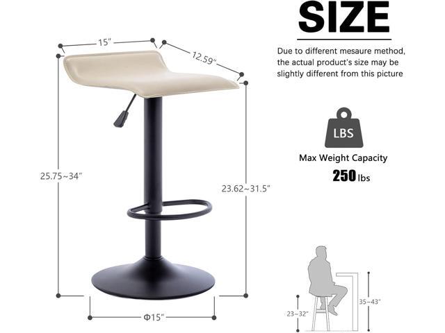 Vogue Furniture Direct Adjustable Bar Stools Set of 2, Modern Swivel PU Leather Airlift Barstools, Backless Kitchen Counter Height Bar Chair for...