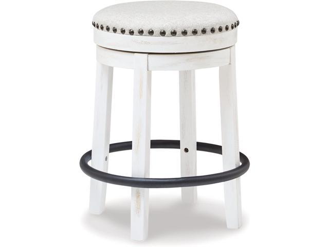 Signature Design by Ashley Valebeck 24' Counter Height Upholstered Swivel Stool, White & Black