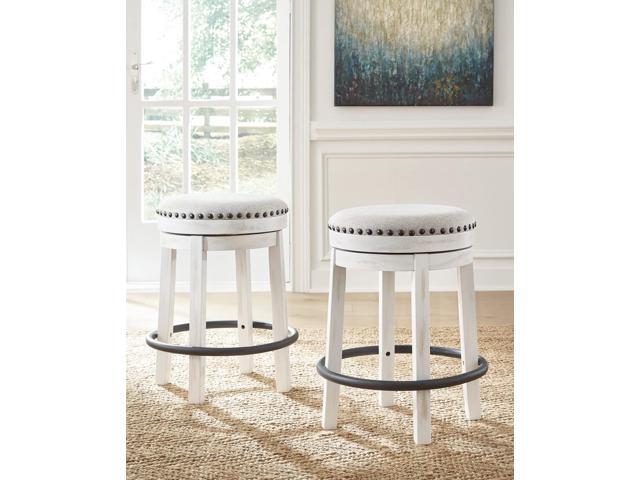 Signature Design by Ashley Valebeck 24' Counter Height Upholstered Swivel Stool, White & Black