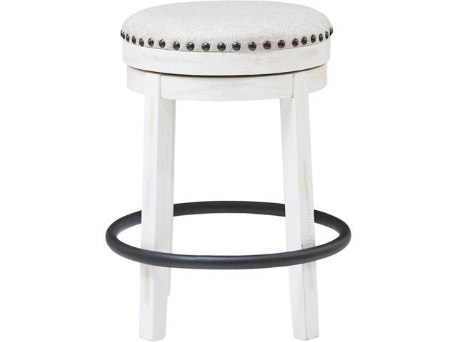 Signature Design by Ashley Valebeck 24' Counter Height Upholstered Swivel Stool, White & Black
