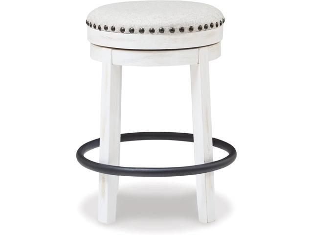 Signature Design by Ashley Valebeck 24' Counter Height Upholstered Swivel Stool, White & Black