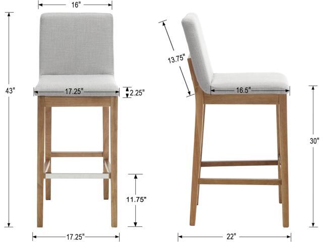 Kmax 30 Inch Bar Stools Set of 2, Farmhouse Upholstered Bar Stools with Back Support Rustic Wooden White Armless Barstools for Bar Club Pub -...