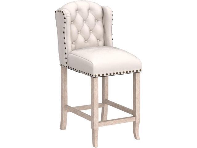 HEAH-YO Modern Couonter Stools Set of 2, 26 Inches Counter Height Bar Stools with Backrests and Wood Legs, Upholstered Linen Fabric Kitchen Stools...