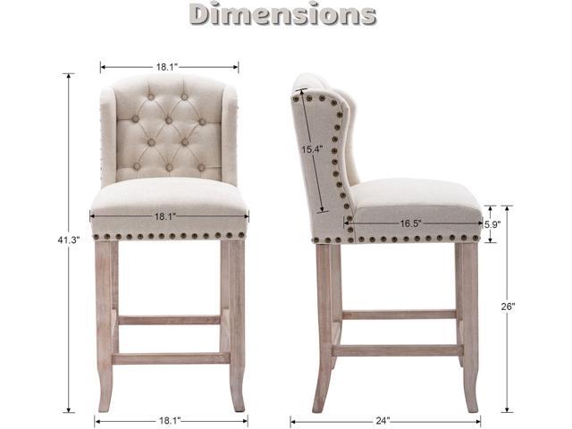 HEAH-YO Modern Couonter Stools Set of 2, 26 Inches Counter Height Bar Stools with Backrests and Wood Legs, Upholstered Linen Fabric Kitchen Stools...