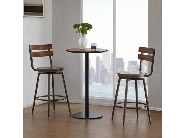 Watson & Whitely Swivel Bar Stools with Detachable Back, 26 Counter Height Bar Stools, Rustic Farmhouse Wood Barstools Set of 2 for Kitchen &...