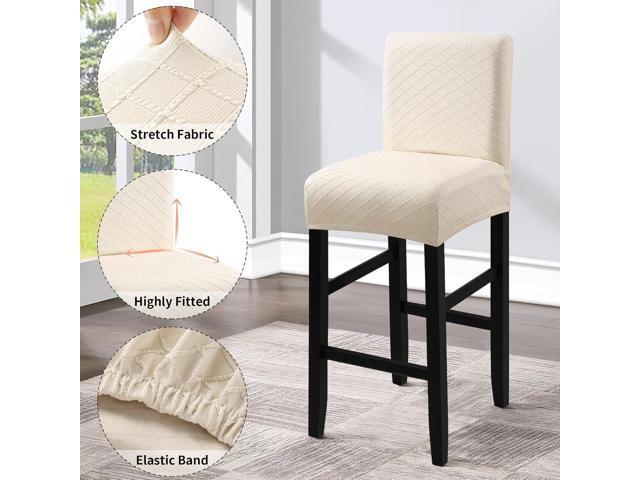 Waterproof Bar Stool Covers 4 PCS, Stretch Pub Tall Chair Slipcover with Backs Counter Chair Cover Barstool Slipcovers Removable Washable (Beige, 4...
