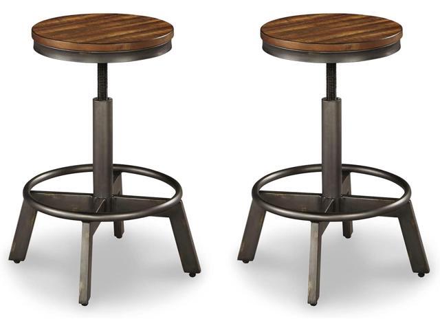 Signature Design by Ashley Torjin Industrial 24' Adjustable Height Barstool, 2 Count, Brown