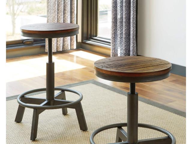 Signature Design by Ashley Torjin Industrial 24' Adjustable Height Barstool, 2 Count, Brown
