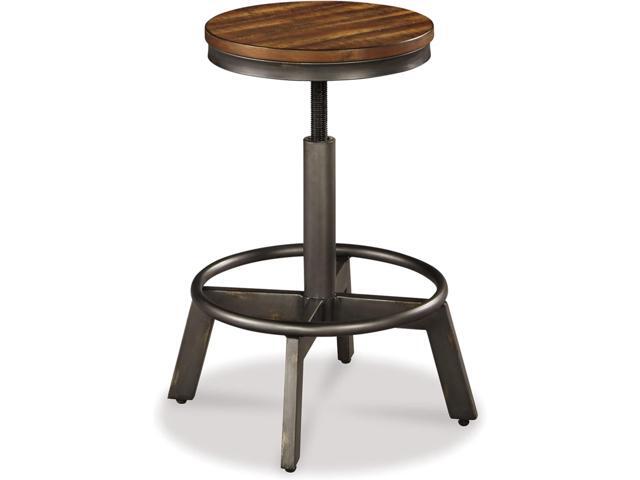 Signature Design by Ashley Torjin Industrial 24' Adjustable Height Barstool, 2 Count, Brown