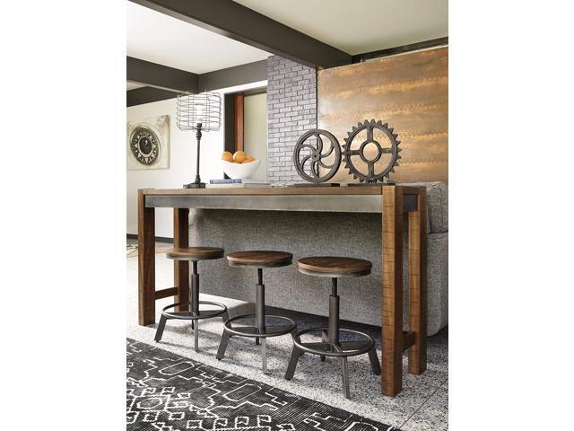 Signature Design by Ashley Torjin Industrial 24' Adjustable Height Barstool, 2 Count, Brown