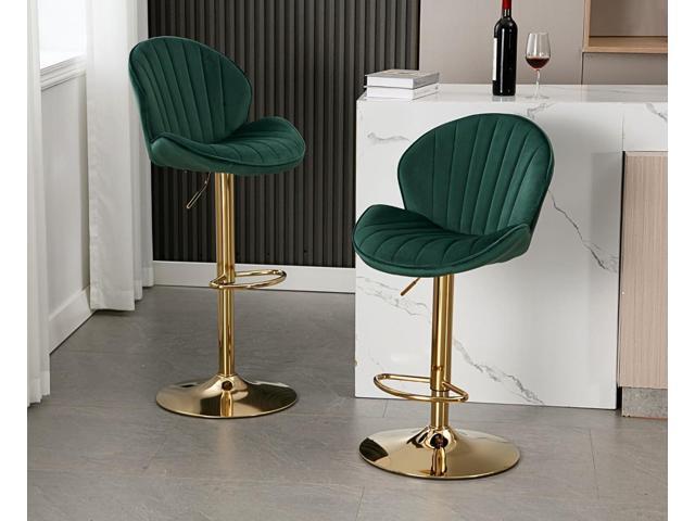 Modern Swivel Bar Stools Set of 4 Velvet Adjustable Bar Height Barstools Shell Back Bar Chairs Counter Height Kitchen Island Stools for Dining...