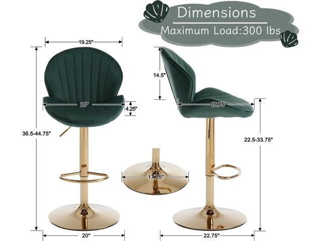 Modern Swivel Bar Stools Set of 4 Velvet Adjustable Bar Height Barstools Shell Back Bar Chairs Counter Height Kitchen Island Stools for Dining...