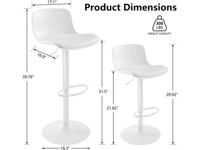Kidol & Shellder Bar Stools Set of 2 Adjustable Swivel Counter Height Stools, Modern PU Leather Upholstered with Back Solid Color Barstools for...